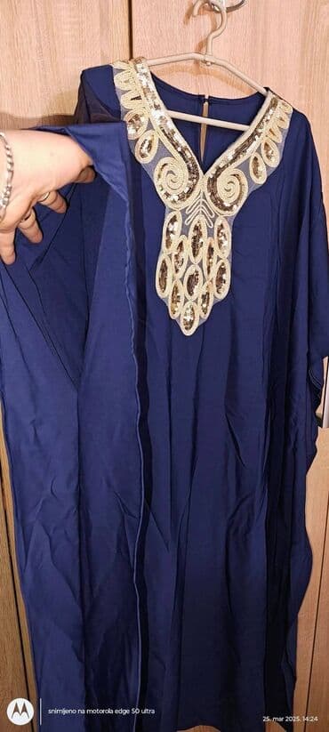 svecana haljina s: A-Dress 7XL (EU 54), bоја - Tamnoplava, Oversize, Kratkih rukava — 2