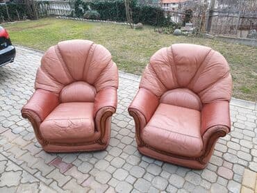dvosed i trosed: Kozni Trosed i dve fotelje na prodaju u solidnom stanju sve se vidi po — 4