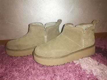 turska kozna obuca: Ugg mini čizme, bоја - Bež, 38 — 3