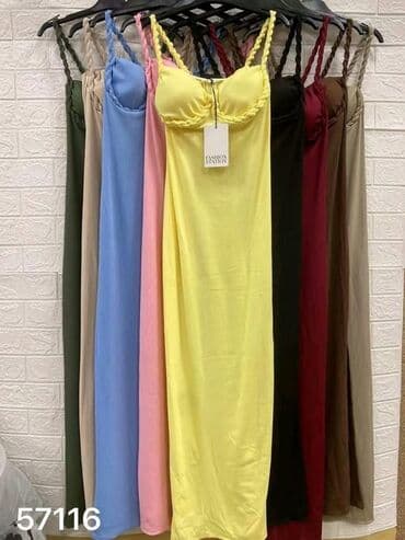 letnje elegantne haljine: Fashion One size, bоја - Žuta, Večernji, maturski, Na bretele — 2