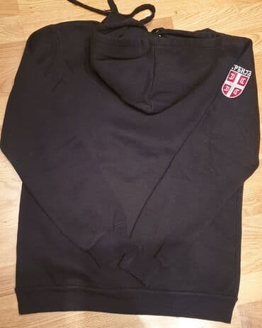 elegantne pantalone sa visokim strukom: SRBIJA dukserica za muškarce. Deblji pamuk, sa kapuljačom, kvalitetan — 3