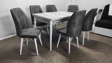 Setovi stolova i stolica: Cena kompleta 💵💸 🔹Stolica 🔹Boja -Tamno siva 🔹Materijal-metalni ram