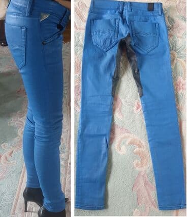 skinny fit farmerke: Replay skinny jeans waxed, voskirane farmerke, original. Plava boja — 3