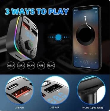 Audio oprema za auto: MP3 player Bt 5.0 brzi punjač 3.1A hands-free ambijen svetlo — 5