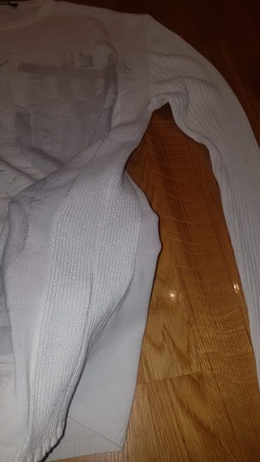 dzemper praznicni dezen: Original Pal Zileri pull tanak beo pamucni letnji dzemper kao nov ! — 4