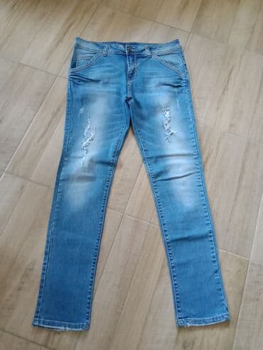 pantalone s: Teksas, Normalan struk, Ravne nogavice — 2
