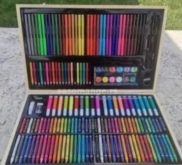Children's Items: Drveni kofer sa 180 bojica novo bojice za decu akcija cene nisu — 5
