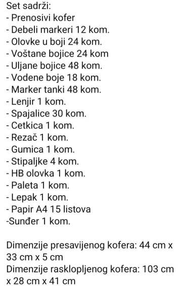guess decije stvari: Set od 208 elemenata
Za rad kod kuce
Cena 2590 din.
iv — 2