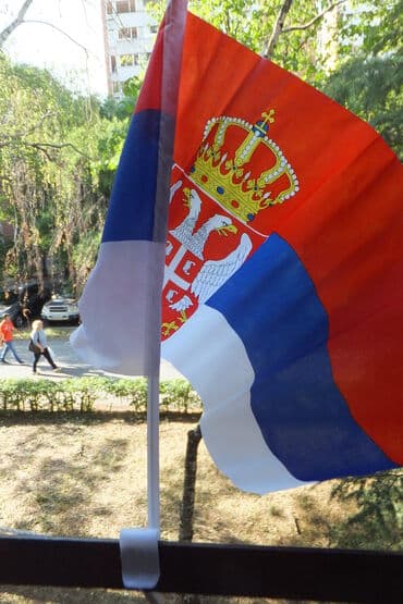 srpska i ruska zastava: Zastava Srbije za automobil - sa barjakom 43 x 30 cm Zastava Srbije za — 3