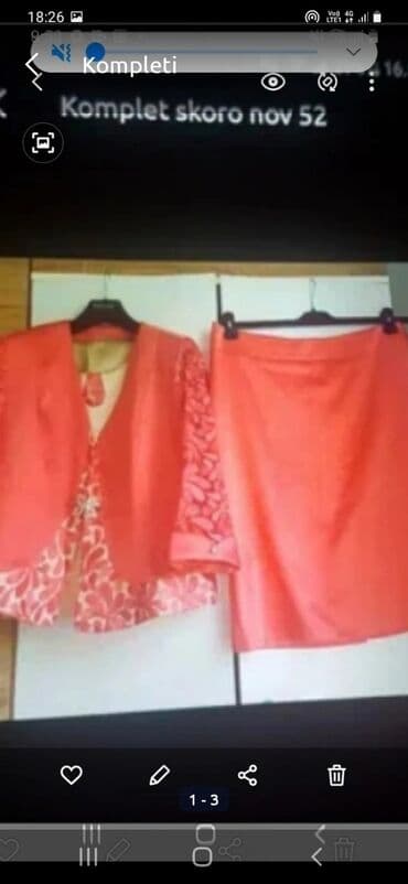 Kompleti, Kombinezoni: 6XL (EU 52), Cvetni, Jednobojni, bоја - Crvena — 1