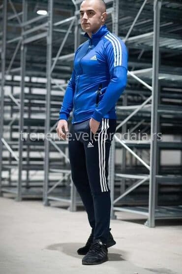 elegantne pantalone sa visokim strukom: Komplet, M (EU 50), L (EU 52), XL (EU 54), Adidas, bоја - Tamnoplava, Likra — 1