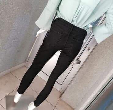 elegantne pantalone sa visokim strukom: Crne farmerice visok struk Sa puno elastina SUPER MODEL i kvalitet — 7