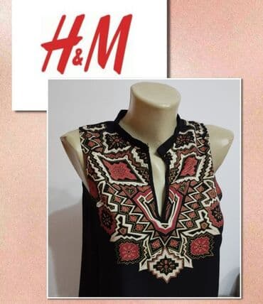 zara bluzice: H&M, M (EU 38), Viskoza, Geometrijski, bоја - Crna — 1