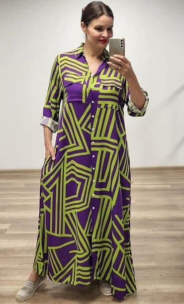 turske duge haljine: One size, bоја - Zelena, Oversize, Dugih rukava — 3