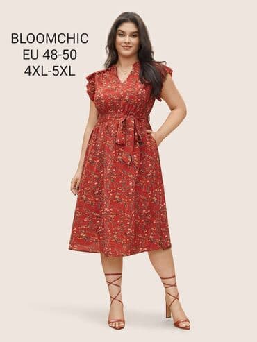 velicina haljine 38: 4XL (EU 48), bоја - Crvena, Kratkih rukava — 1