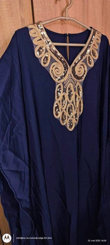 svecana haljina s: A-Dress 7XL (EU 54), bоја - Tamnoplava, Oversize, Kratkih rukava — 3