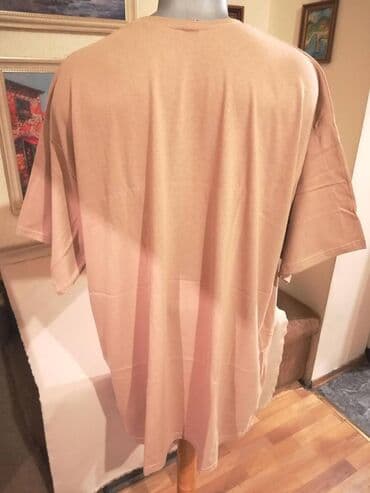 elegantne pantalone sa visokim strukom: Majica na kratke rukave, 6XL (EU 64), bоја - Bež, Pamuk — 5