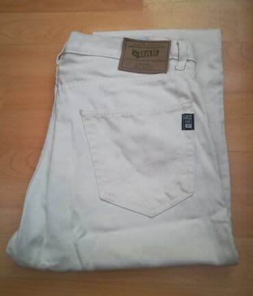 pantalone s: Farmerke GAS vel 32, bele, rebrasti texas, original, kao nove, jednom — 1