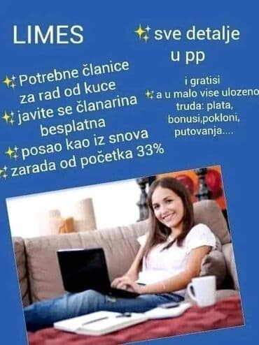 Usluge: Traže se vredne i motivisane žene za rad od kuće u okviru Limes tima — 2