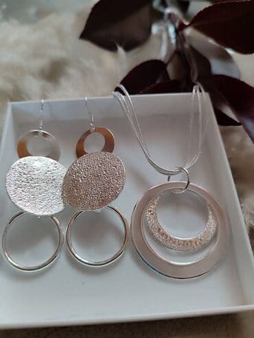 minđuše bižuterija: Set: Minđuše, Ogrlica, Materijal: Srebro — 2
