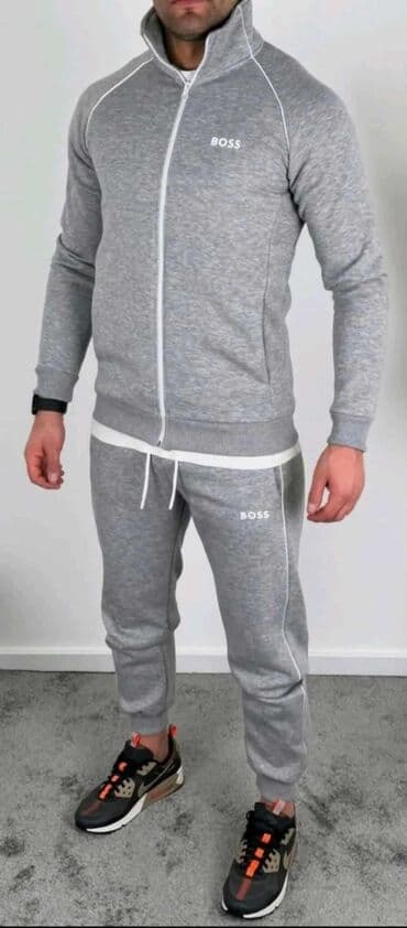 tech fleece beograd: Muška sportska trenerka, dostupna u crnoj i sivoj boji, sa kontrastnim — 3