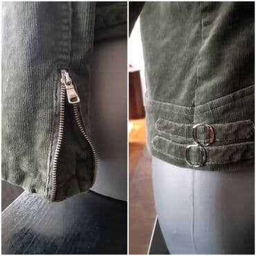 pantalone od somota: Preslatka Croop top somotska zelena jaknica, malo koriscena — 4