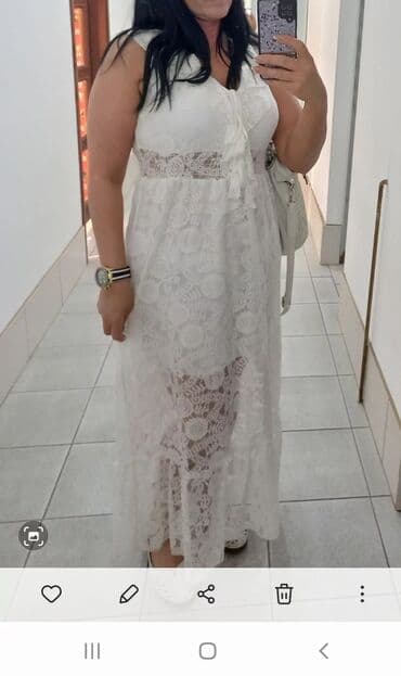 midi haljine h m: 2XL (EU 44), bоја - Bela, Večernji, maturski, Na bretele — 1