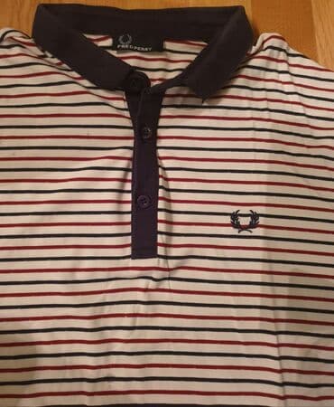 majica s: FRED PERRY original polo majica sa kragnicom, teget, bele i crvene — 2