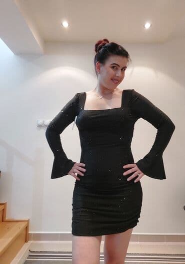 butik haljina: One size, bоја - Crna, Večernji, maturski, Dugih rukava — 4