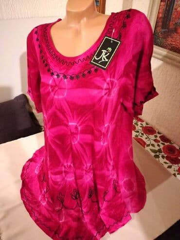 pantalone i tunike za punije: 2XL (EU 44), Viskoza, Cvetni, Jednobojni, bоја - Roze — 3