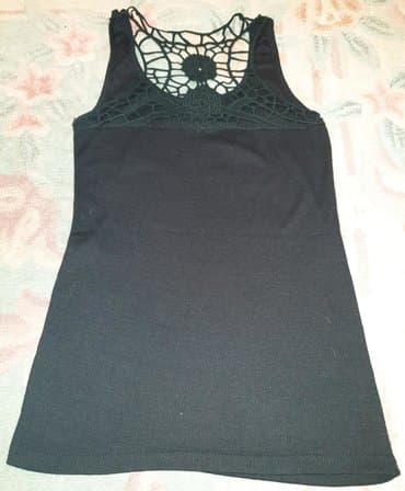 crop top majice na bretele: S (EU 36), Jednobojni, Vez, bоја - Crna — 3