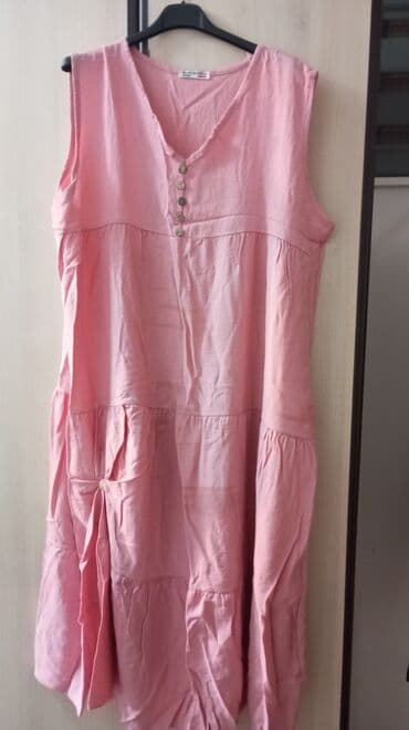 lanene pantalone za zene: XL (EU 42), bоја - Roze, Oversize, Top (bez rukava) — 1