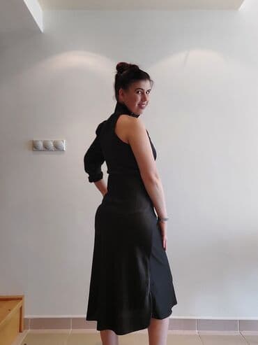 letnje elegantne haljine: One size, bоја - Crna, Večernji, maturski, Dugih rukava — 2