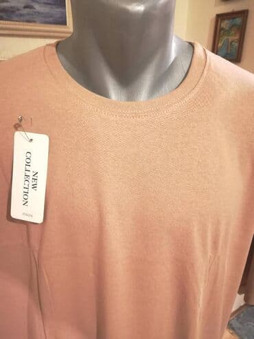 elegantne pantalone sa visokim strukom: Majica na kratke rukave, 6XL (EU 64), bоја - Bež, Pamuk — 2