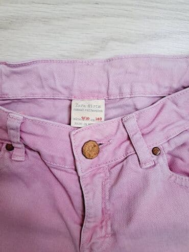 elegantne pantalone sa visokim strukom: 140-146, bоја - Roze — 3