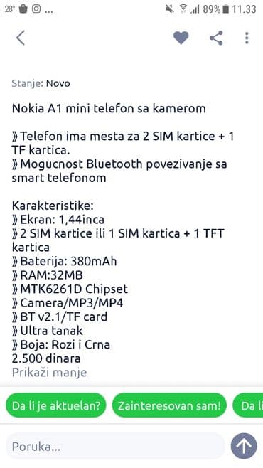 Nokia: Nokia 1, < 2 GB, Sa tastaturom — 3