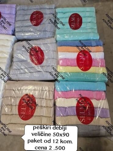Towels: 💥peškiri deblji 50x90 12 kom 70x140 6 kom 👉cena 2.500 din 💥peškiri — 1