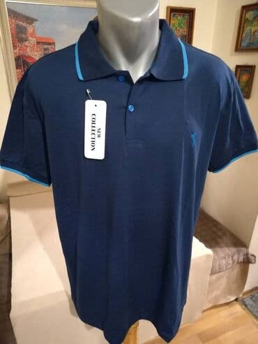 pantalone velicina 54: Majica na kratke rukave, 5XL (EU 62), bоја - Tamnoplava, Pamuk — 1
