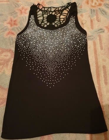 crop top majice na bretele: S (EU 36), Jednobojni, Vez, bоја - Crna — 1