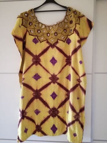 midi haljine h m: A-Dress 3XL (EU 46), bоја - Žuta, Kratkih rukava — 1