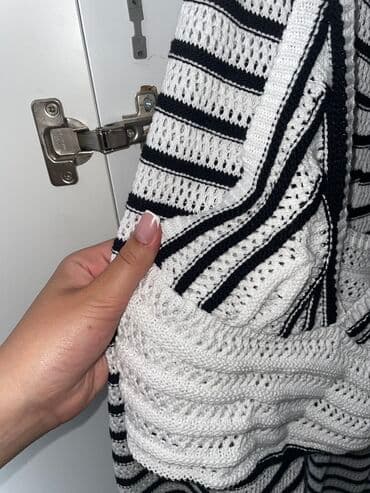 zenski kompleti sako i pantalone cene: One size, Prugasti, bоја - Bela — 4
