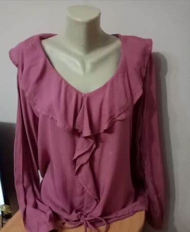 bluza sa karnerima: Esmara, 2XL (EU 44), Viskoza, Jednobojni, bоја - Roze — 2