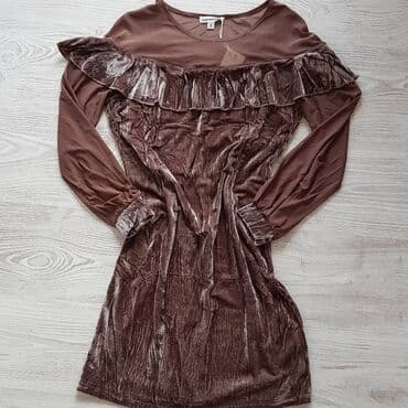 duga haljina na jedno rame: One size, bоја - Braon, Dugih rukava — 8
