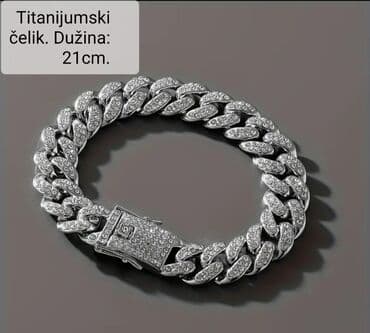 Nakit: Lančana narukvica, Materijal: Titanijum, Cirkon — 2