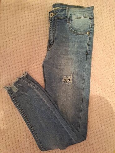 elegantne pantalone sa visokim strukom: Skinny farmerke dublji struk. Odgovaraju za S velicinu — 1
