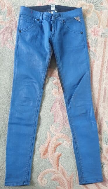 skinny fit farmerke: Replay skinny jeans waxed, voskirane farmerke, original. Plava boja — 12