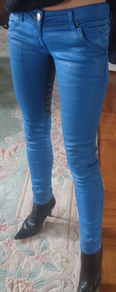 skinny fit farmerke: Replay skinny jeans waxed, voskirane farmerke, original. Plava boja — 5
