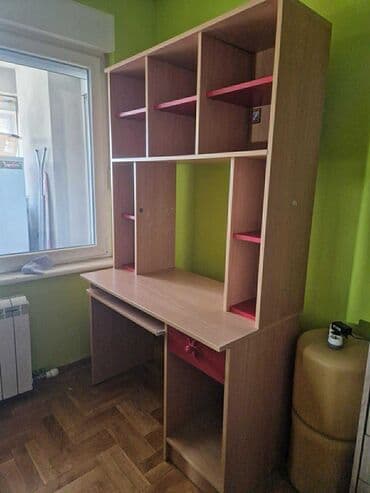 Nameštaj: PRODAJEM RADNI STO! 10 polica, fioka, prostor za odlaganje skolske — 1