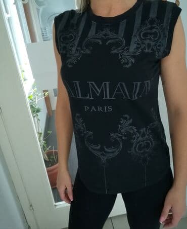 Majice kratkih rukava: Balmain, S (EU 36), Pamuk, bоја - Crna — 2
