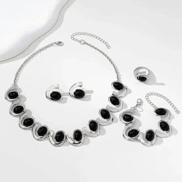 minđuše hirurški čelik: Set: Minđuše, Narukvica, Ogrlica, Materijal: Hirurški čelik — 4